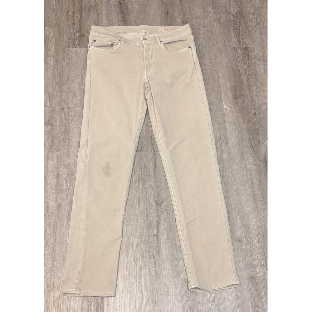Faherty Brand Mens 5-Pocket Stretch Pants Beige Sand Straight Leg Size 33